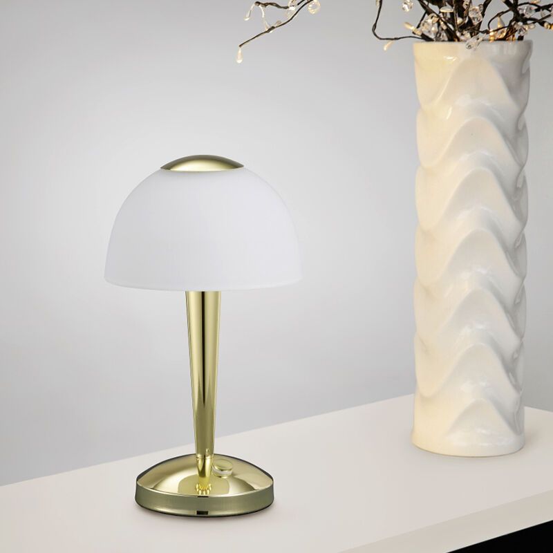 Lámpara de mesa antigua latón, Daphne, 4W, 3000K LED, con interruptor