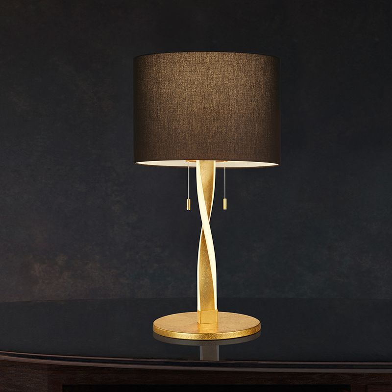Lámpara de mesa moderna dorada, Ramten, 3W, 3000K LED, con interruptor de cuerda