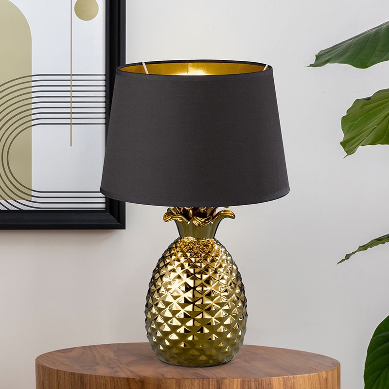 Lámpara de mesa de cerámica dorada, Monsted, con interruptor