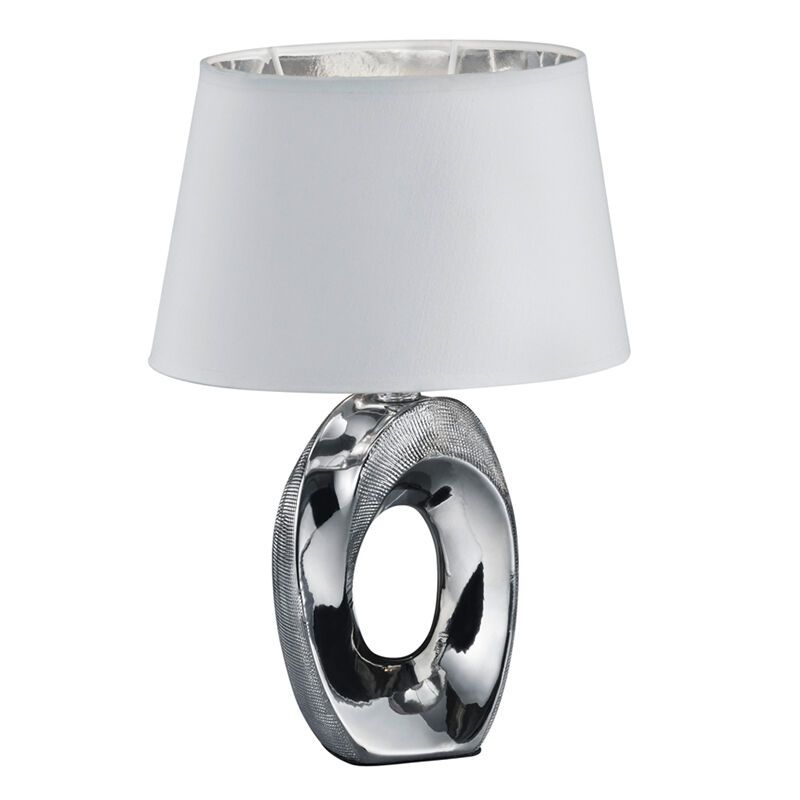 Lámpara de mesa de cerámica plateada, Moldrup, con interruptor Lámpara de mesa de cerámica plateada, Moldrup, con interruptor