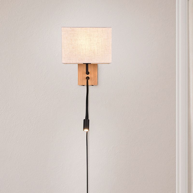 Aplique de madera blanco, Fransien, con interruptor