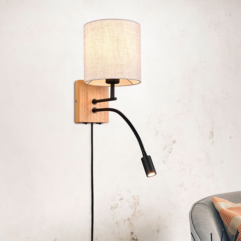 Aplique de madera blanco, Fransien, con interruptor