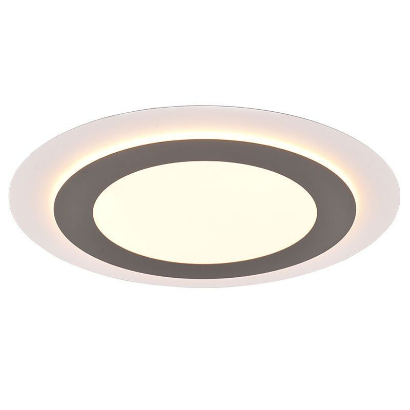 Plafón de techo moderno níquel, Frans, 42W, ajustable entre luz blanco cálido y frío LED, con mando a distancia