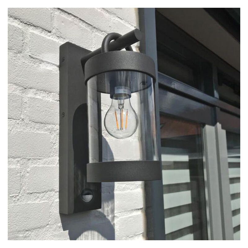 Aplique exterior con sensor de movimiento moderno antracita, Sambesi, IP44