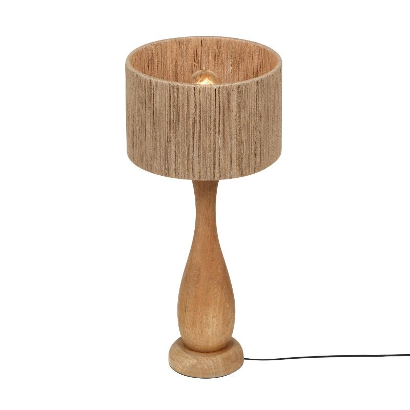 Lámpara de mesa rústica madera, Mucahit, con interruptor