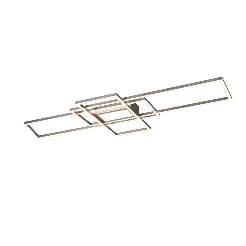 Plafón de techo moderno níquel, Retan, 60W, ajustable entre luz blanco cálido y frío LED, con mando a distancia