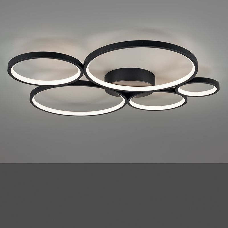 Plafón de techo moderno negro, Robon, 49W, 3000K LED