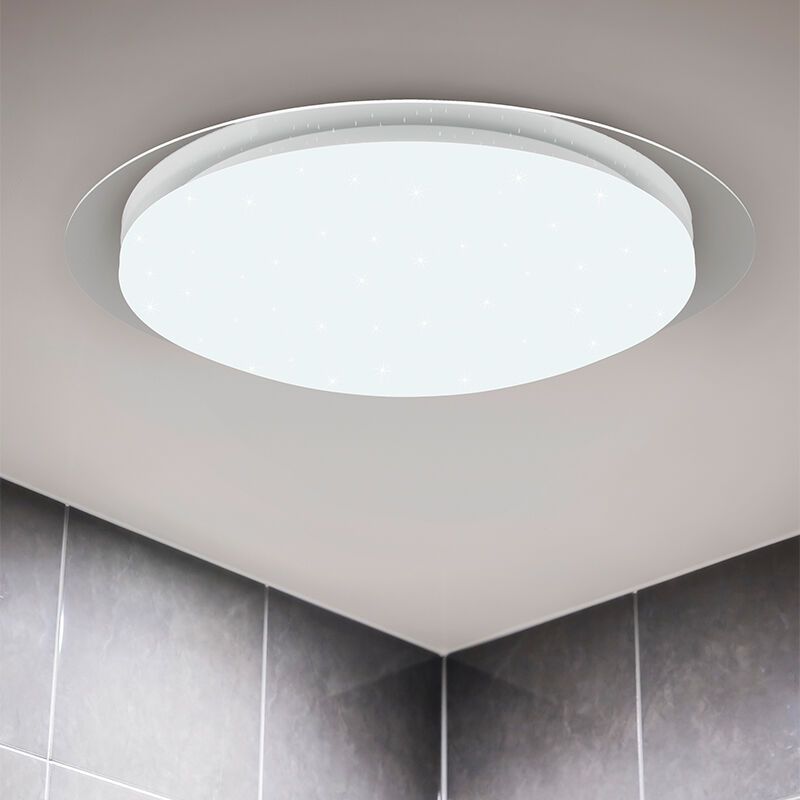 Lámpara de techo baño moderna blanca, Marlena, 18,5W, 4000K LED, IP44, con mando a distancia