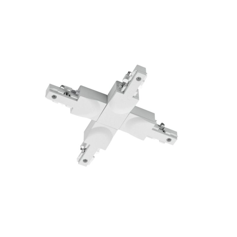 Conector cruzado para illuminación de riel difasico, plástico, blanco