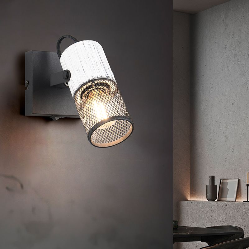 Foco de pared vintage negro, Marjet, con interruptor