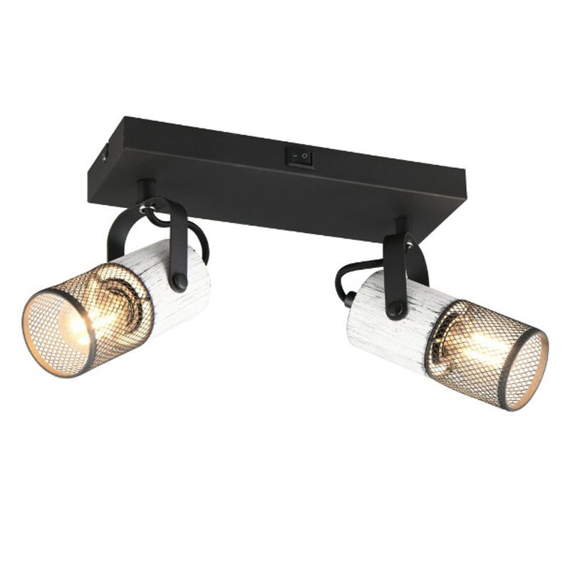 Foco de pared vintage negro, Marjet, con interruptor