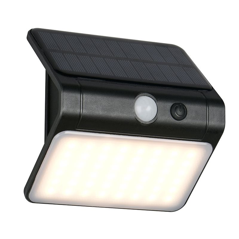 Aplique solar exterior de plástico negro, Mijs, 2,5W, 4000K LED, IP44 Aplique solar exterior de plástico negro, Mijs, 2,5W, 4000K LED, IP44