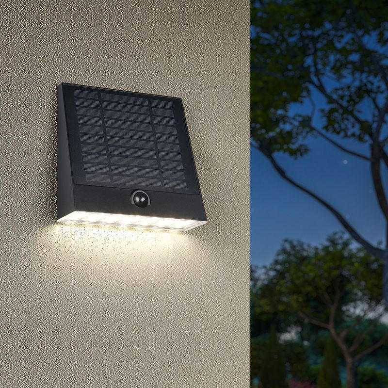 Aplique solar exterior moderno negro, Pontus, 6W, 4000K LED, IP44
