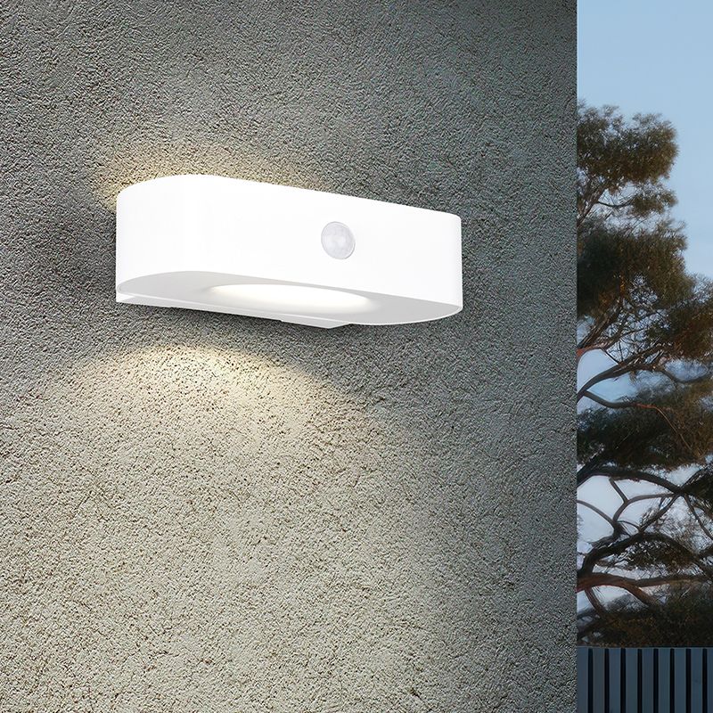 Aplique solar exterior moderno blanco, Pytsje, 6W, 4000K LED, IP44, con interruptor