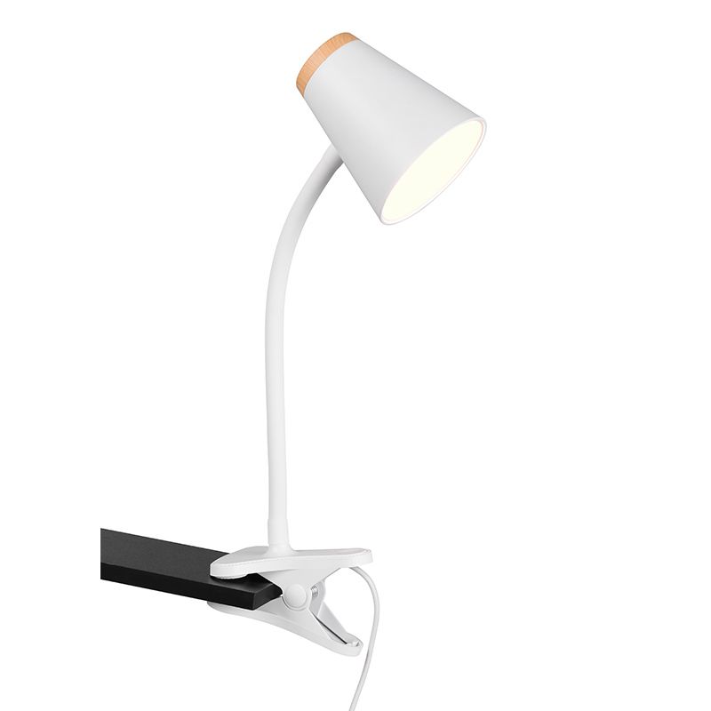 Lámpara de pinza moderna blanca, Rahul, 4,5W, 3000K LED, con interruptor