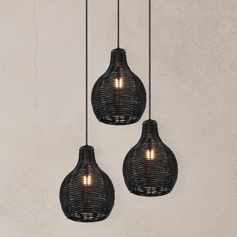 Lámpara colgante de ratán negra, Annieke Lámpara colgante de ratán negra, Annieke