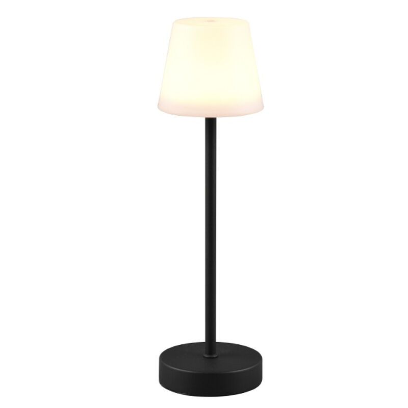 Lámpara de mesa recargable de plástico negra, Suman, 2W, ajustable entre luz blanco cálido y frío LED, IP44, con regulador táctil Lámpara de mesa recargable de plástico negra, Suman, 2W, ajustable entre luz blanco cálido y frío LED, IP44, con regulador táctil