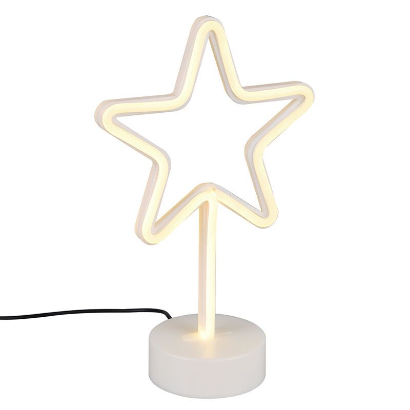 Lámpara de mesa infantil de plástico blanca, Sario, 1W, 3000K LED Lámpara de mesa infantil de plástico blanca, Sario, 1W, 3000K LED