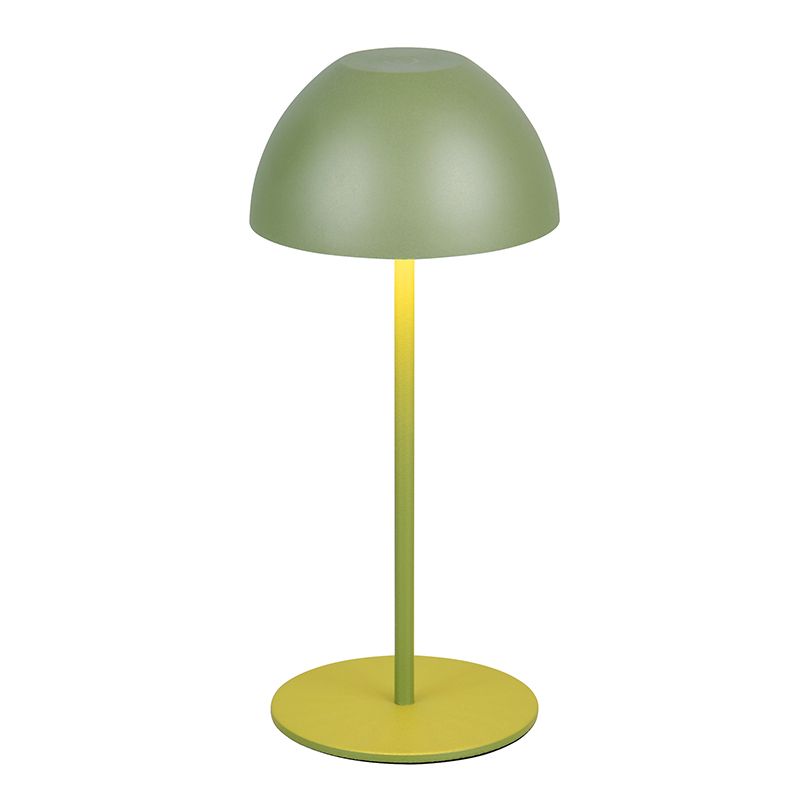 Lámpara de mesa recargable de plástico verde, Mikhail, 2W, 3000K LED, IP44, con regulador táctil Lámpara de mesa recargable de plástico verde, Mikhail, 2W, 3000K LED, IP44, con regulador táctil
