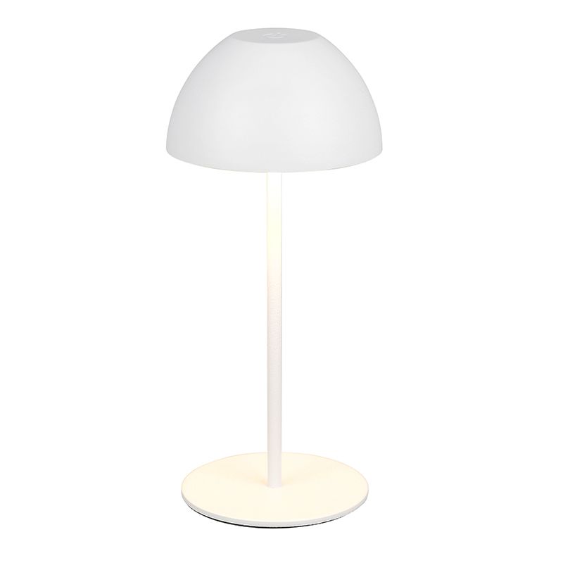 Lámpara de mesa recargable de plástico blanca, Mikhail, 2W, 3000K LED, IP44, con regulador táctil