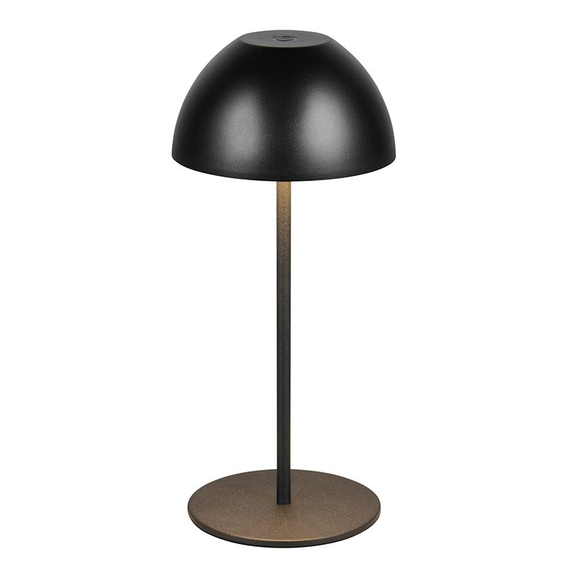 Lámpara de mesa recargable de plástico negra, Mikhail, 2W, 3000K LED, IP44, con regulador táctil Lámpara de mesa recargable de plástico negra, Mikhail, 2W, 3000K LED, IP44, con regulador táctil
