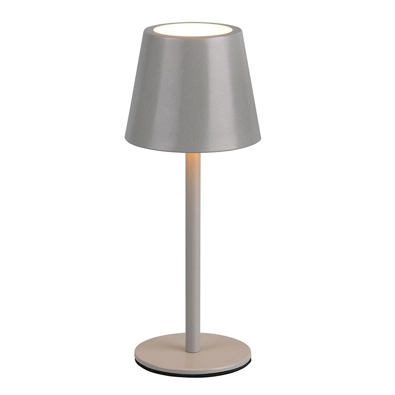 Lámpara de mesa recargable de metal gris, Priya, 1,6W, ajustable entre luz blanco cálido y frío LED, regulable en 3 pasos Lámpara de mesa recargable de metal gris, Priya, 1,6W, ajustable entre luz blanco cálido y frío LED, regulable en 3 pasos
