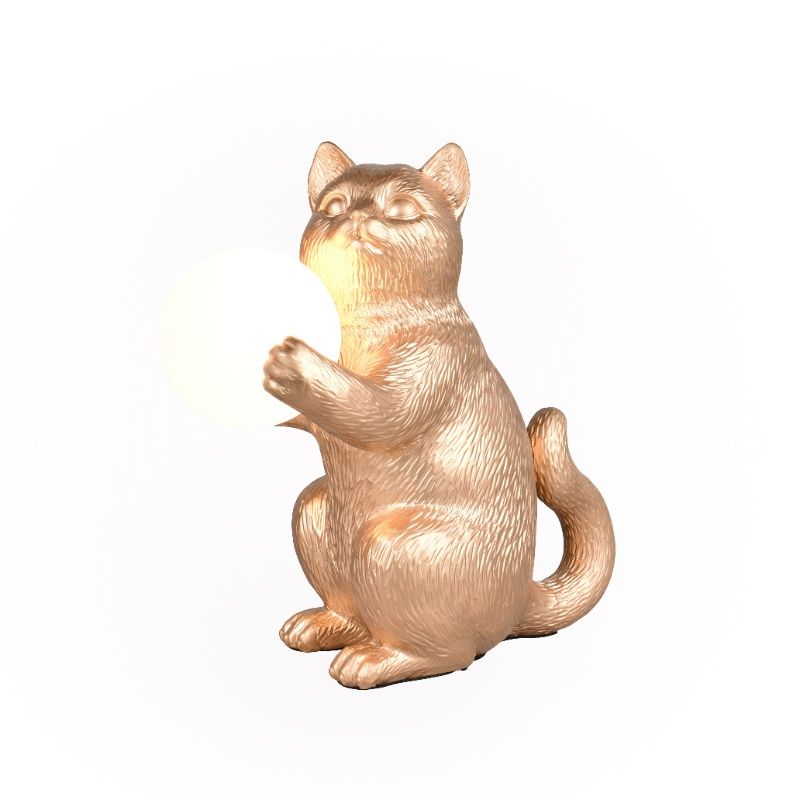 Lámpara de mesa moderna dorada, Gatto, con interruptor