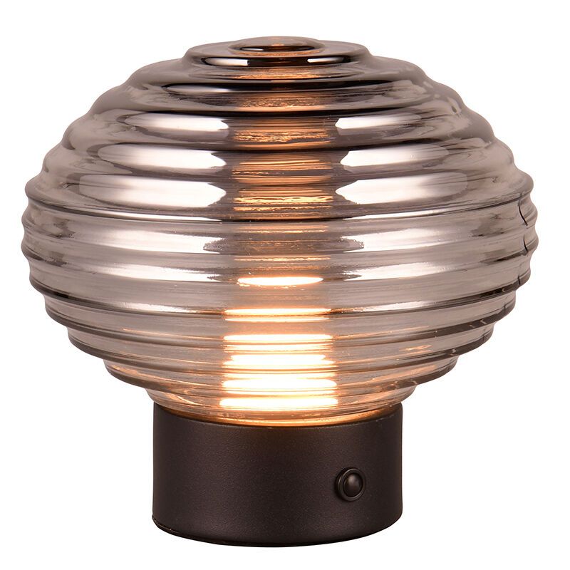 Lámpara de mesa recargable retro negra, Walid, 2W, 3000K LED, con regulador táctil Lámpara de mesa recargable retro negra, Walid, 2W, 3000K LED, con regulador táctil