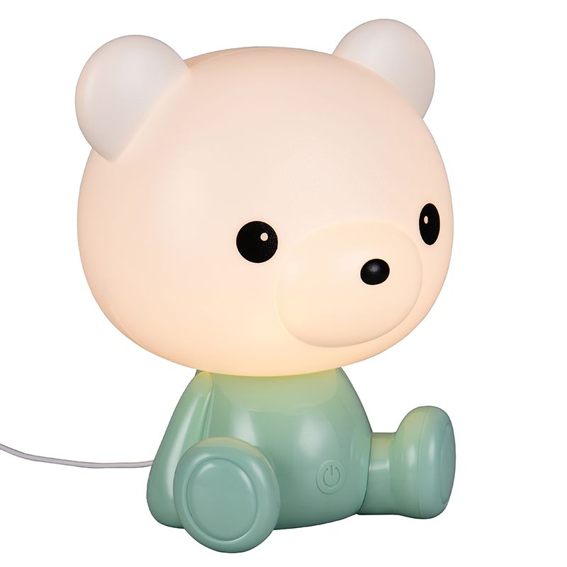 Lámpara de mesa infantil de plástico verde, Lumibear, 0,3W, RGB LED, con interruptor
