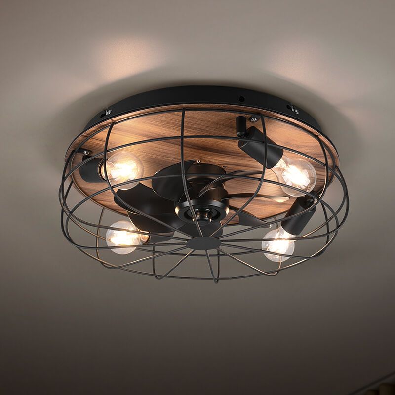 Ventilador de techo moderno negro, Roberto, con mando a distancia Ventilador de techo moderno negro, Roberto, con mando a distancia