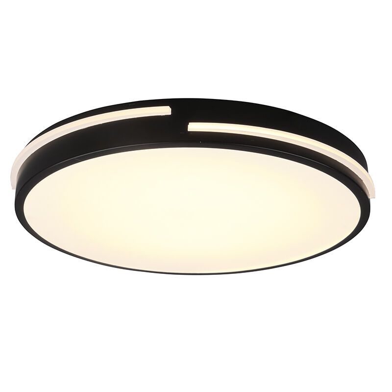 Plafón de techo moderno negro, Fadi, 24W, ajustable entre luz blanco cálido y frío LED, con mando a distancia