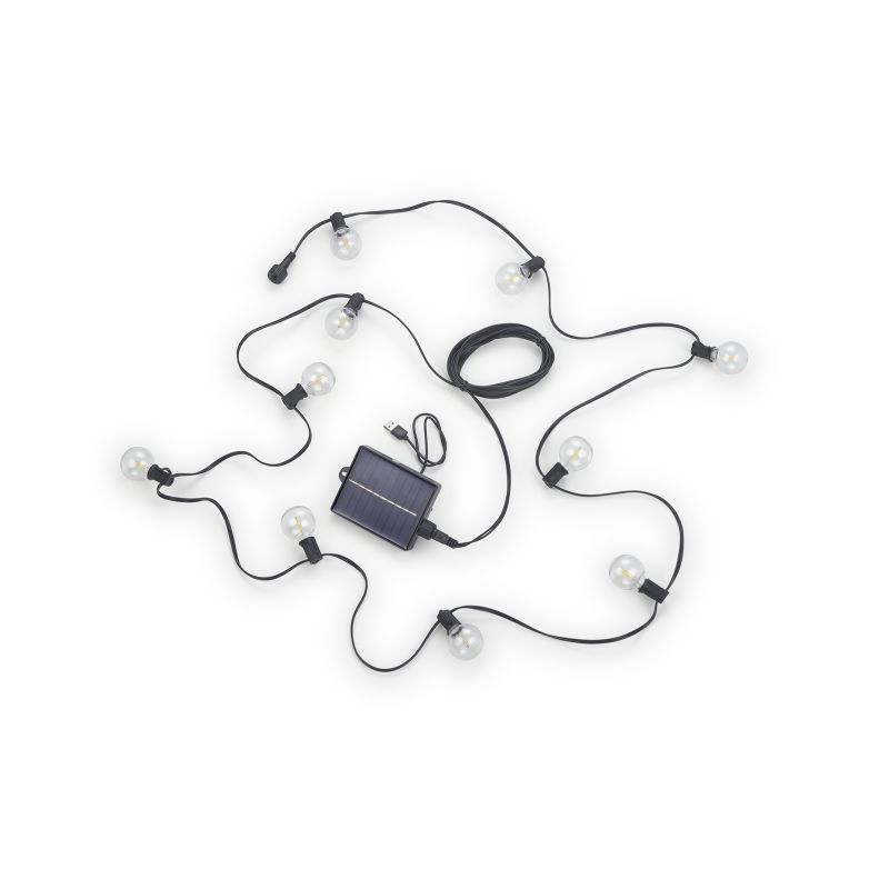 Guirnalda de luces solar, 10 bombillas, 2700K, 0,5W