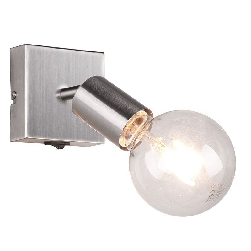 Foco de pared moderno níquel, Odin, con interruptor