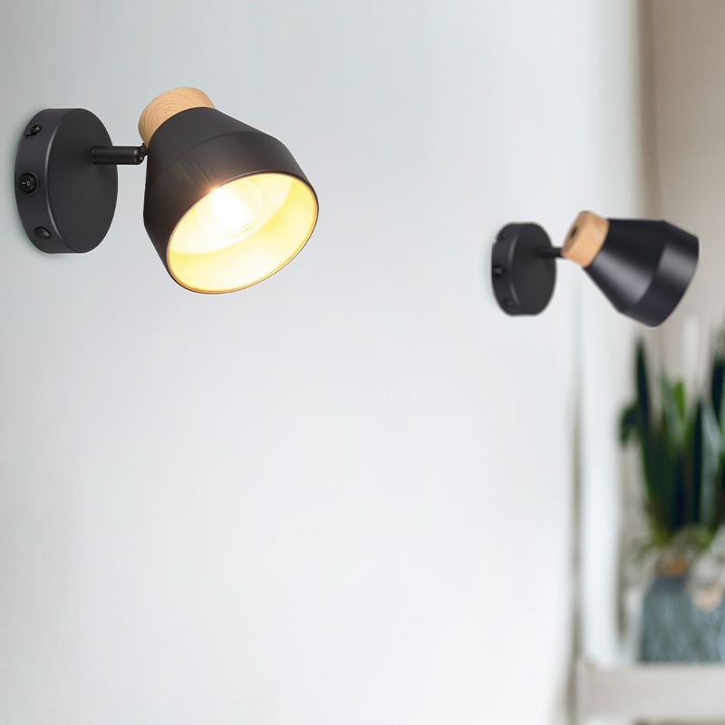 Foco de pared moderno negro, Riette, con interruptor
