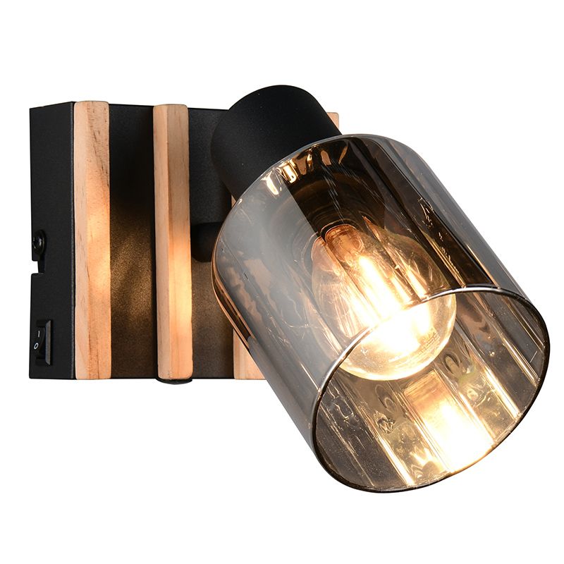 Foco de pared moderno negro, Steije, con interruptor