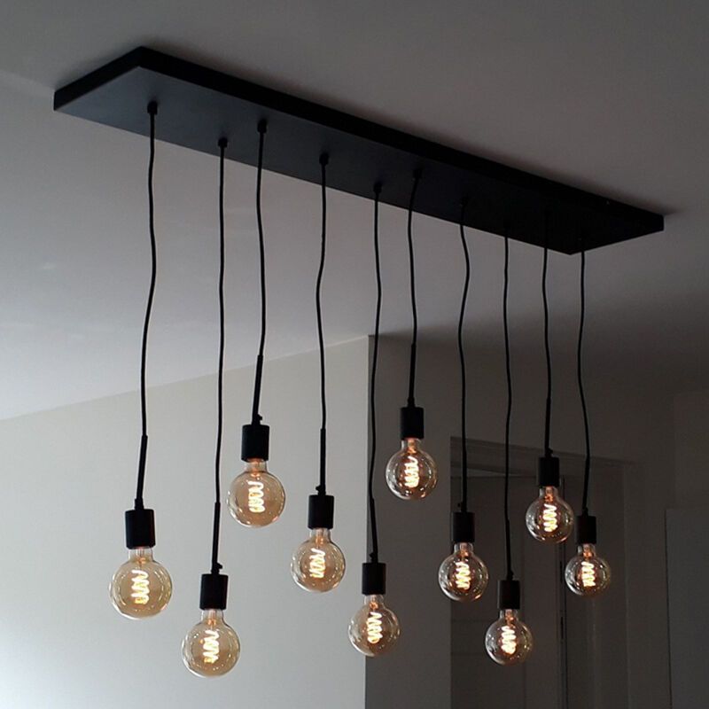 Lámpara colgante negra industrial, Bolb Lámpara colgante negra industrial, Bolb