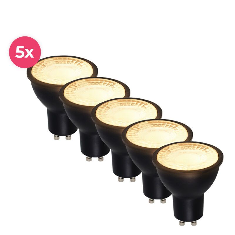 5 pack negro regulable gu10 LED punto antonie 5 vatios 2700k blanco caliente
