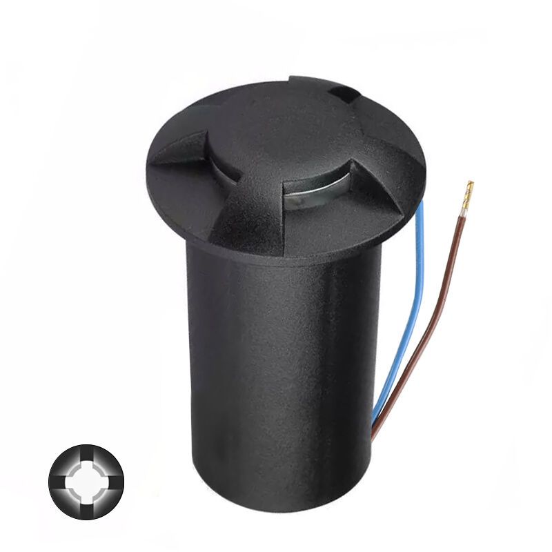 Foco suelo exterior negro moderno, Marcus, 1W, 6500K LED, IP67 Foco suelo exterior negro moderno, Marcus, 1W, 6500K LED, IP67