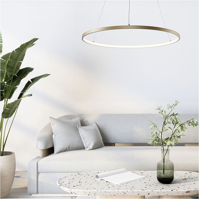 Lámpara colgante dorada diseño, Kubra, 28W, ajustable entre luz blanco cálido y frío LED