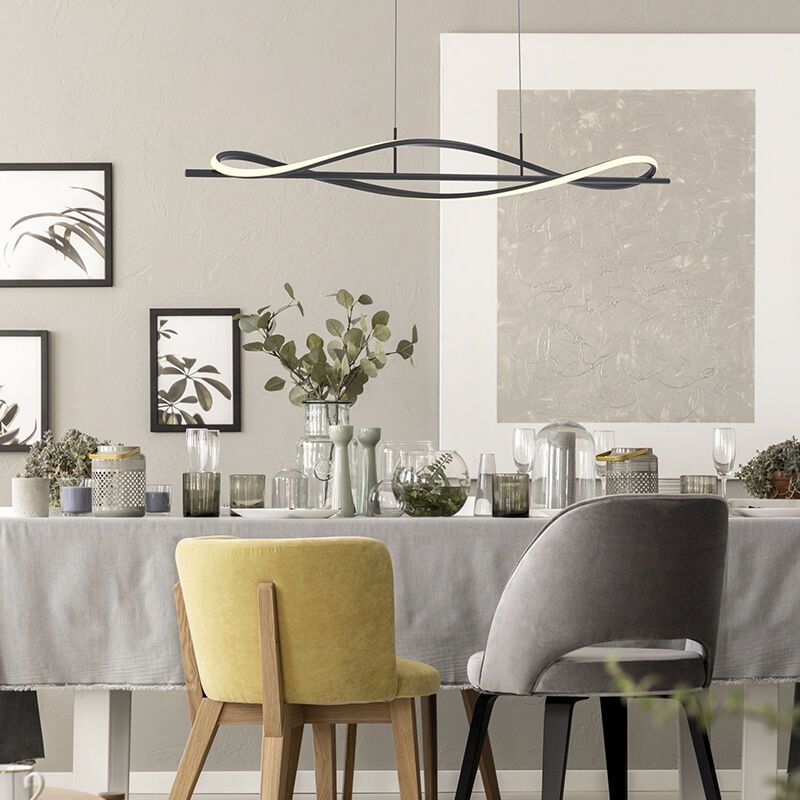 Lámpara colgante negra moderna, Levon, 30W, 3000K LED, regulable en 3 pasos