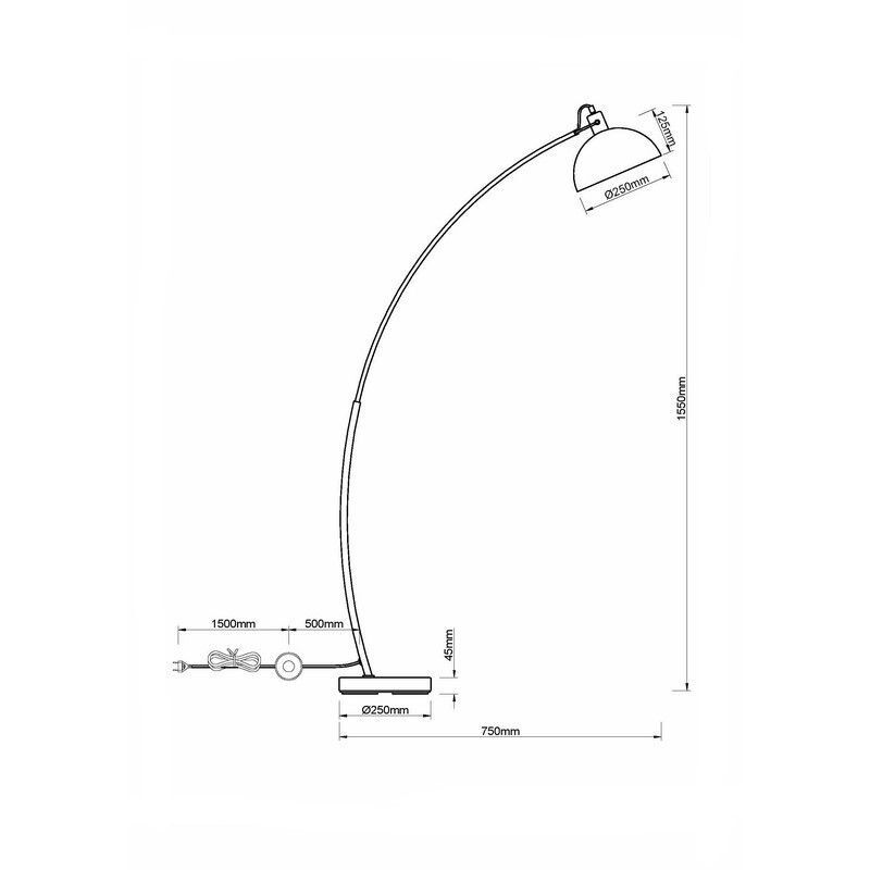 Lámpara de pie moderna negra, Fiore, con interruptor Lampgiant.es