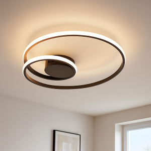 Lámpara de techo negra moderna, Levy, 20W, 2700K LED, regulable en 3 pasos