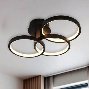 Lámpara de techo negra moderna, Giorgio, 30W, 2700K LED, regulable en 3 pasos