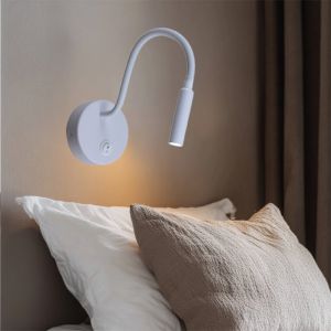 Lámpara de cama blanca moderna, Fiona, con interruptor