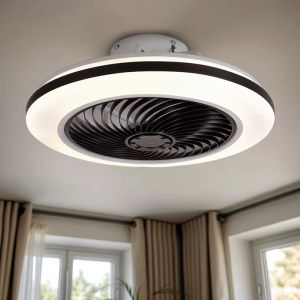 Ventilador de techo negro moderno, Gonda, 40W, 3000K LED, con mando a distancia