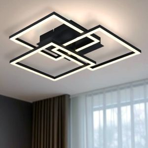 Plafón de techo negro moderno, Giorgio, 35W, dim to warm LED, con mando a distancia