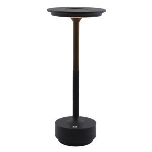 Lámpara de mesa recargable negra moderna, Arvind, 3W, ajustable entre luz blanco cálido y frío LED, con interruptor