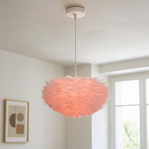 Lámpara colgante rosa de tela, Suzie