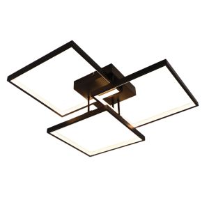 Plafón de techo negro moderno, Giorgio, 38W, 2700K LED, regulable en 3 pasos