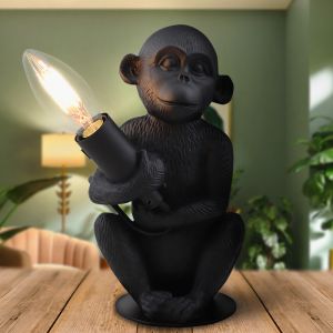 Lámpara de mesa negra moderna, Monkey, con interruptor